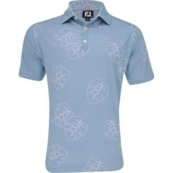 FootJoy Jungle Leaf Print Lisle Self Collar Shirt Polo Short Sleeve Golf Apparel